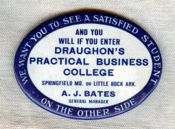 Ca 1900 Adv. Pocket Mirror For Draghon's Practical Business College